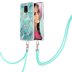 Funda Silicona Gel Goma Patron de Moda Carcasa con Acollador Cordon Lanyard Y01B para Xiaomi Poco M2 Pro Menta Verde