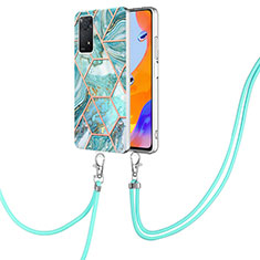 Funda Silicona Gel Goma Patron de Moda Carcasa con Acollador Cordon Lanyard Y01B para Xiaomi Redmi Note 11 Pro 4G Menta Verde