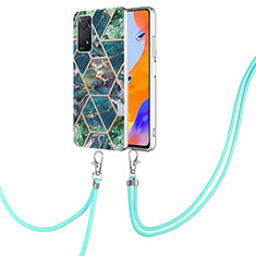 Funda Silicona Gel Goma Patron de Moda Carcasa con Acollador Cordon Lanyard Y01B para Xiaomi Redmi Note 11 Pro 4G Verde Noche