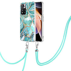 Funda Silicona Gel Goma Patron de Moda Carcasa con Acollador Cordon Lanyard Y01B para Xiaomi Redmi Note 11 Pro+ Plus 5G Menta Verde