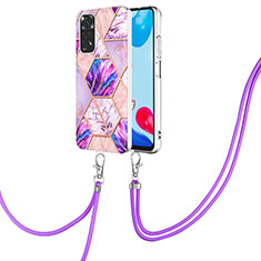 Funda Silicona Gel Goma Patron de Moda Carcasa con Acollador Cordon Lanyard Y01B para Xiaomi Redmi Note 11S 4G Purpura Claro