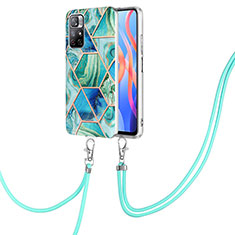 Funda Silicona Gel Goma Patron de Moda Carcasa con Acollador Cordon Lanyard Y01B para Xiaomi Redmi Note 11S 5G Verde