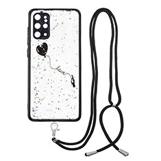 Funda Silicona Gel Goma Patron de Moda Carcasa con Acollador Cordon Lanyard Y01X para Samsung Galaxy S20 Plus 5G Negro