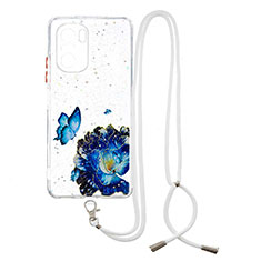 Funda Silicona Gel Goma Patron de Moda Carcasa con Acollador Cordon Lanyard Y01X para Xiaomi Mi 11i 5G Azul