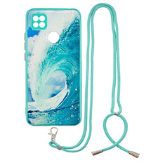 Funda Silicona Gel Goma Patron de Moda Carcasa con Acollador Cordon Lanyard Y01X para Xiaomi POCO C3 Verde