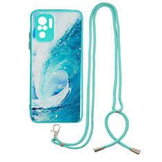 Funda Silicona Gel Goma Patron de Moda Carcasa con Acollador Cordon Lanyard Y01X para Xiaomi Poco M5S Verde