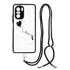 Funda Silicona Gel Goma Patron de Moda Carcasa con Acollador Cordon Lanyard Y01X para Xiaomi Redmi K40 Pro 5G Negro