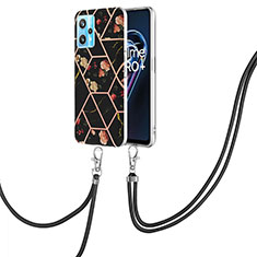 Funda Silicona Gel Goma Patron de Moda Carcasa con Acollador Cordon Lanyard Y02B para Realme Narzo 50 Pro 5G Negro