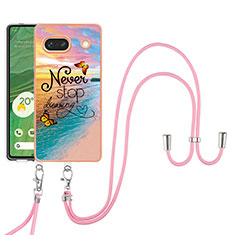 Funda Silicona Gel Goma Patron de Moda Carcasa con Acollador Cordon Lanyard Y03B para Google Pixel 7a 5G Multicolor