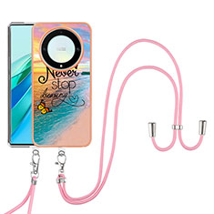 Funda Silicona Gel Goma Patron de Moda Carcasa con Acollador Cordon Lanyard Y03B para Huawei Honor Magic5 Lite 5G Multicolor