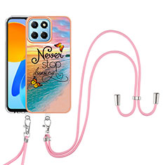 Funda Silicona Gel Goma Patron de Moda Carcasa con Acollador Cordon Lanyard Y03B para Huawei Honor X6 5G Multicolor