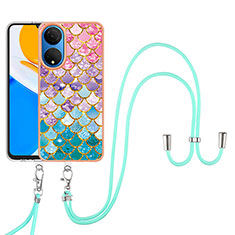 Funda Silicona Gel Goma Patron de Moda Carcasa con Acollador Cordon Lanyard Y03B para Huawei Honor X7 Vistoso