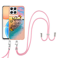 Funda Silicona Gel Goma Patron de Moda Carcasa con Acollador Cordon Lanyard Y03B para Huawei Honor X8 4G Multicolor