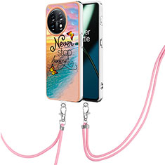 Funda Silicona Gel Goma Patron de Moda Carcasa con Acollador Cordon Lanyard Y03B para OnePlus 11 5G Multicolor