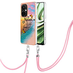 Funda Silicona Gel Goma Patron de Moda Carcasa con Acollador Cordon Lanyard Y03B para OnePlus Nord N30 5G Multicolor