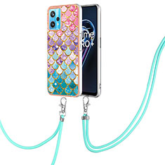 Funda Silicona Gel Goma Patron de Moda Carcasa con Acollador Cordon Lanyard Y03B para Realme 9 4G Vistoso