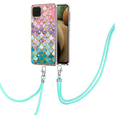 Funda Silicona Gel Goma Patron de Moda Carcasa con Acollador Cordon Lanyard Y03B para Samsung Galaxy A12 5G Vistoso