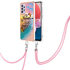 Funda Silicona Gel Goma Patron de Moda Carcasa con Acollador Cordon Lanyard Y03B para Samsung Galaxy A13 4G Multicolor