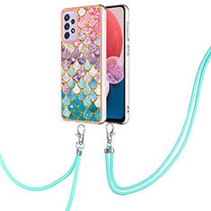 Funda Silicona Gel Goma Patron de Moda Carcasa con Acollador Cordon Lanyard Y03B para Samsung Galaxy A13 4G Vistoso