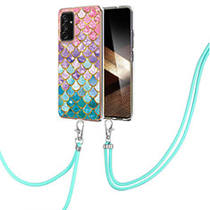 Funda Silicona Gel Goma Patron de Moda Carcasa con Acollador Cordon Lanyard Y03B para Samsung Galaxy A15 4G Vistoso