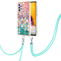 Funda Silicona Gel Goma Patron de Moda Carcasa con Acollador Cordon Lanyard Y03B para Samsung Galaxy A23 4G Vistoso