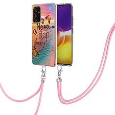 Funda Silicona Gel Goma Patron de Moda Carcasa con Acollador Cordon Lanyard Y03B para Samsung Galaxy A24 4G Multicolor