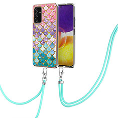 Funda Silicona Gel Goma Patron de Moda Carcasa con Acollador Cordon Lanyard Y03B para Samsung Galaxy A24 4G Vistoso