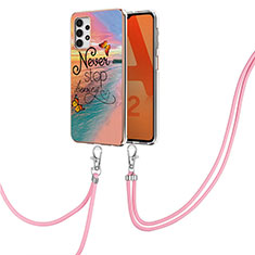 Funda Silicona Gel Goma Patron de Moda Carcasa con Acollador Cordon Lanyard Y03B para Samsung Galaxy A32 4G Multicolor