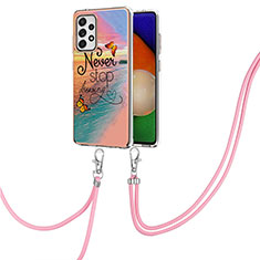 Funda Silicona Gel Goma Patron de Moda Carcasa con Acollador Cordon Lanyard Y03B para Samsung Galaxy A52 4G Multicolor