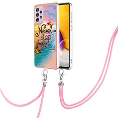 Funda Silicona Gel Goma Patron de Moda Carcasa con Acollador Cordon Lanyard Y03B para Samsung Galaxy A53 5G Multicolor