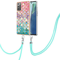 Funda Silicona Gel Goma Patron de Moda Carcasa con Acollador Cordon Lanyard Y03B para Samsung Galaxy Note 20 5G Vistoso