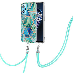 Funda Silicona Gel Goma Patron de Moda Carcasa con Acollador Cordon Lanyard Y04B para Realme 9 5G Verde