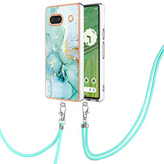 Funda Silicona Gel Goma Patron de Moda Carcasa con Acollador Cordon Lanyard Y05B para Google Pixel 7a 5G Verde