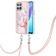 Funda Silicona Gel Goma Patron de Moda Carcasa con Acollador Cordon Lanyard Y05B para Huawei Honor X6 Rosa