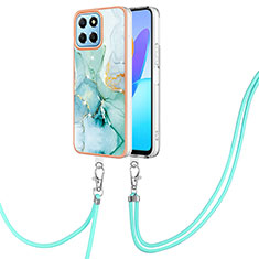 Funda Silicona Gel Goma Patron de Moda Carcasa con Acollador Cordon Lanyard Y05B para Huawei Honor X6 Verde