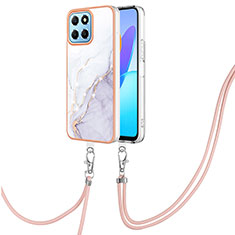 Funda Silicona Gel Goma Patron de Moda Carcasa con Acollador Cordon Lanyard Y05B para Huawei Honor X6S Blanco