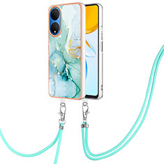 Funda Silicona Gel Goma Patron de Moda Carcasa con Acollador Cordon Lanyard Y05B para Huawei Honor X7 Verde