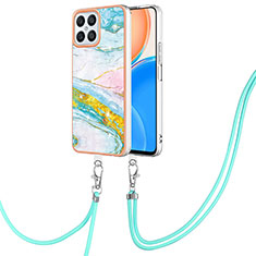 Funda Silicona Gel Goma Patron de Moda Carcasa con Acollador Cordon Lanyard Y05B para Huawei Honor X8 4G Vistoso