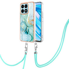 Funda Silicona Gel Goma Patron de Moda Carcasa con Acollador Cordon Lanyard Y05B para Huawei Honor X8a 4G Verde