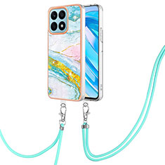 Funda Silicona Gel Goma Patron de Moda Carcasa con Acollador Cordon Lanyard Y05B para Huawei Honor X8a 4G Vistoso