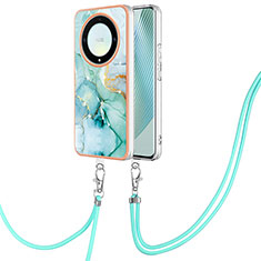 Funda Silicona Gel Goma Patron de Moda Carcasa con Acollador Cordon Lanyard Y05B para Huawei Honor X9a 5G Verde