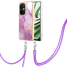 Funda Silicona Gel Goma Patron de Moda Carcasa con Acollador Cordon Lanyard Y05B para OnePlus Nord CE 3 Lite 5G Purpura Claro