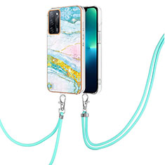 Funda Silicona Gel Goma Patron de Moda Carcasa con Acollador Cordon Lanyard Y05B para Oppo A53s 5G Vistoso