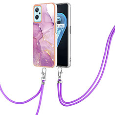 Funda Silicona Gel Goma Patron de Moda Carcasa con Acollador Cordon Lanyard Y05B para Oppo K10 4G Purpura Claro