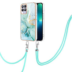 Funda Silicona Gel Goma Patron de Moda Carcasa con Acollador Cordon Lanyard Y05B para Realme 8i Verde