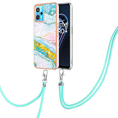 Funda Silicona Gel Goma Patron de Moda Carcasa con Acollador Cordon Lanyard Y05B para Realme 9 4G Vistoso