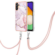 Funda Silicona Gel Goma Patron de Moda Carcasa con Acollador Cordon Lanyard Y05B para Samsung Galaxy A13 5G Rosa