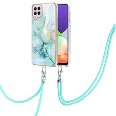 Funda Silicona Gel Goma Patron de Moda Carcasa con Acollador Cordon Lanyard Y05B para Samsung Galaxy A22 4G Verde