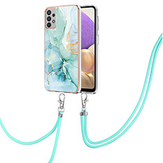 Funda Silicona Gel Goma Patron de Moda Carcasa con Acollador Cordon Lanyard Y05B para Samsung Galaxy A23 4G Verde