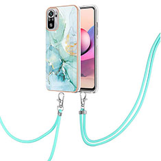 Funda Silicona Gel Goma Patron de Moda Carcasa con Acollador Cordon Lanyard Y05B para Xiaomi Redmi Note 11 SE India 4G Verde